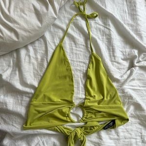 Lime green halter tie key hole top
